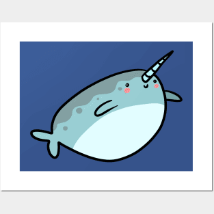 Cute Chubby Cartoon Narwhal Posters and Art